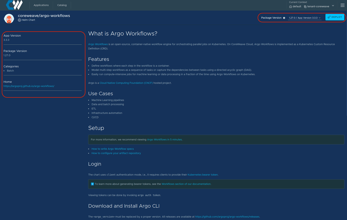 Application package information will be displayed on the left-hand side